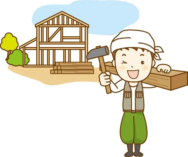 大工さんが重い物を持っている図