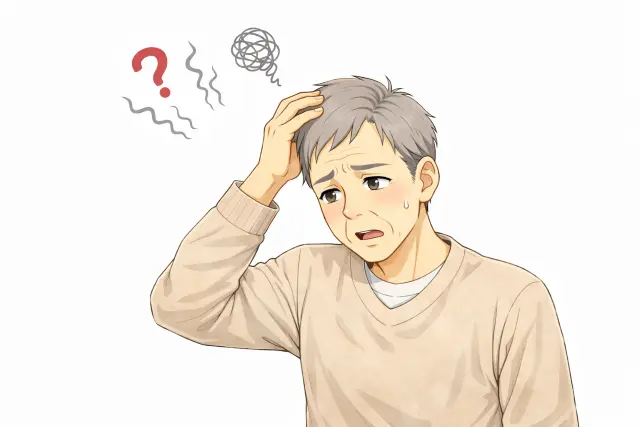 腎虚による記憶力低下や物忘れを説明するイラスト