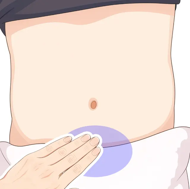 腹診で下腹部の状態を確認しているイラスト
