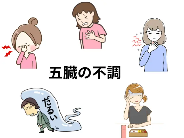 脈診で読み取る五臓のバランスを示したイラスト