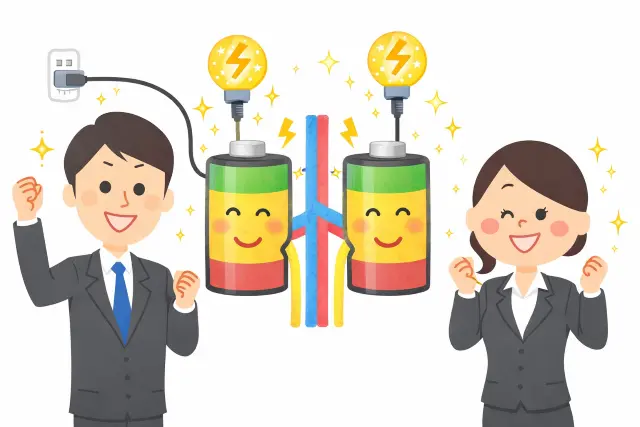 元気に過ごしている男女のイラスト
