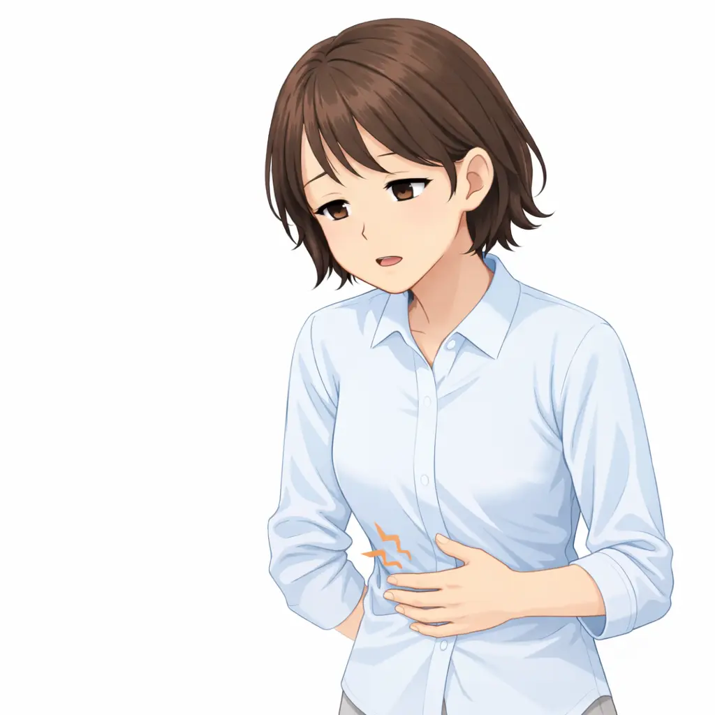 吐き気や食欲不振が続き体調不良を感じている女性