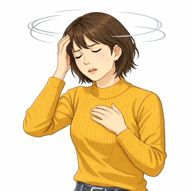 めまいや体調不良に悩む女性
