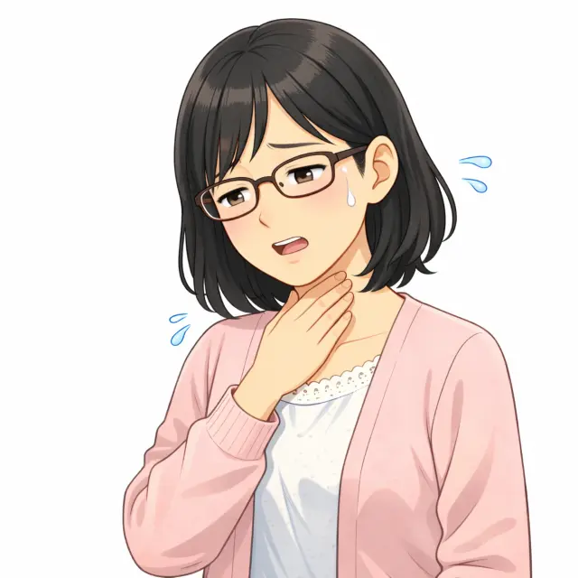 ストレスと喉の関係を示した女性のイラスト