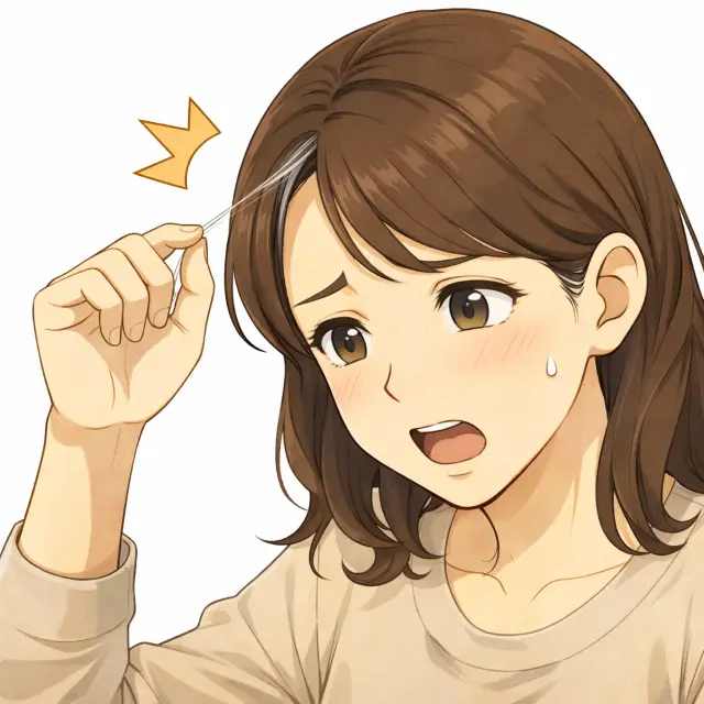 腎虚による白髪や髪のハリ低下を気にしている女性のイメージ