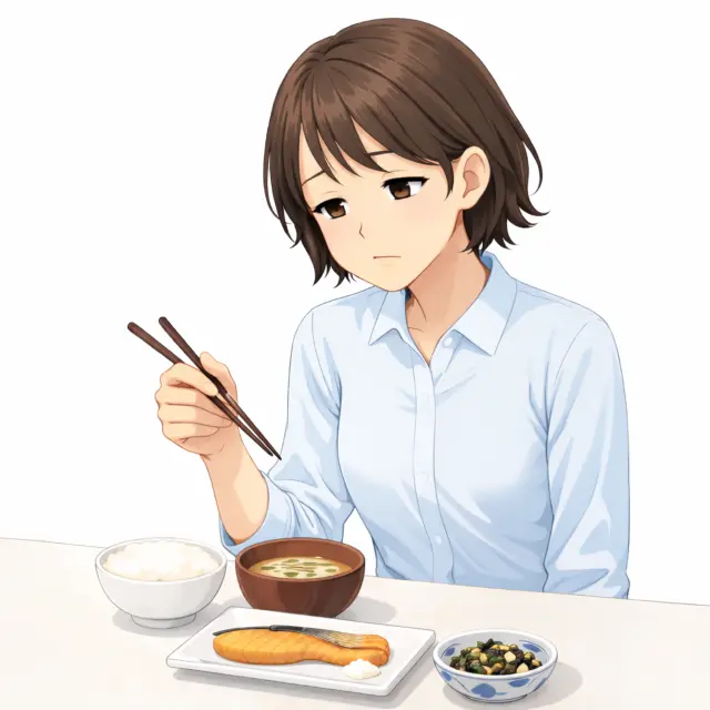 胃もたれや吐き気が続き不安を感じている方のイメージ
