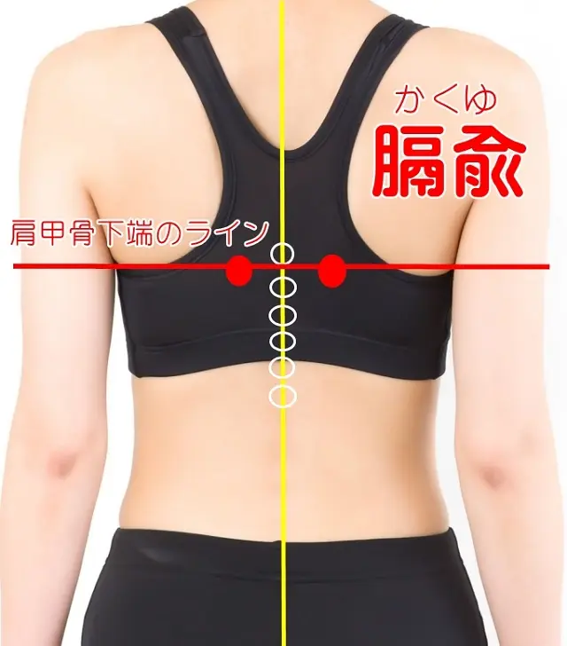 血の巡りを整えるツボ「膈兪（かくゆ）」の位置
