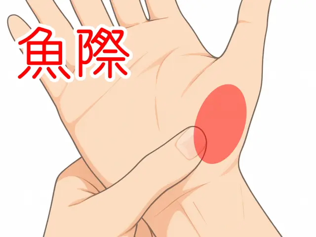 尺沢が合いやすい方に見られる、親指の付け根（母指球）の反応ポイント
