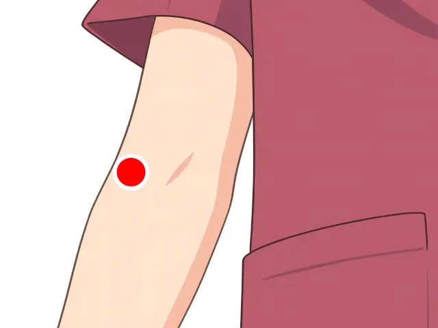 尺沢のツボの位置の画像