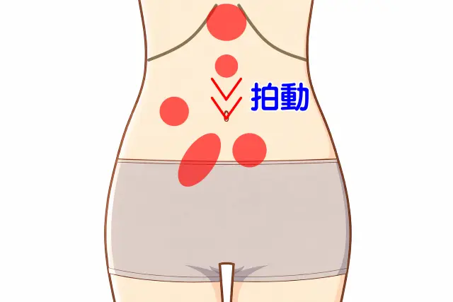 腹診でみられる臍周囲の拍動の位置｜自律神経の乱れの例