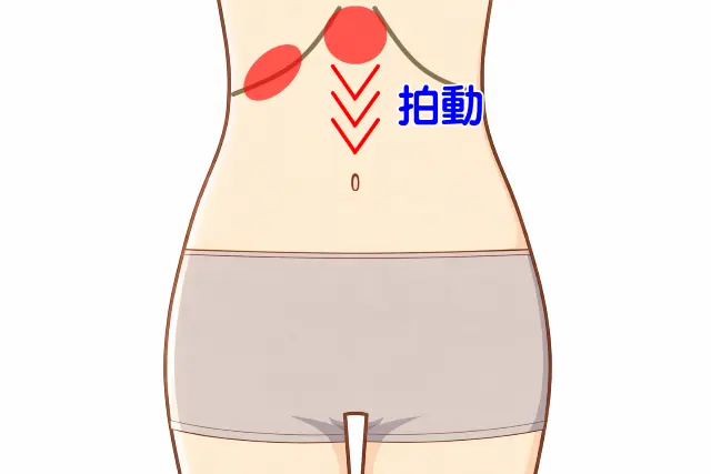 腹診でみられるみぞおち付近の拍動位置｜自律神経の乱れの例