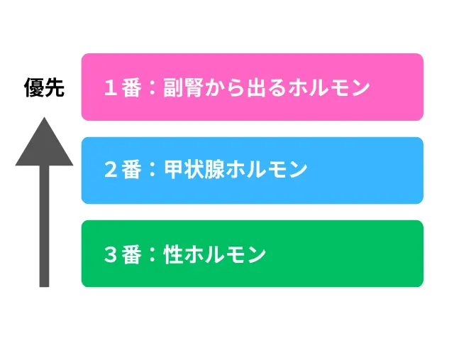 体内で分泌されるホルモンの優先順位を示した図