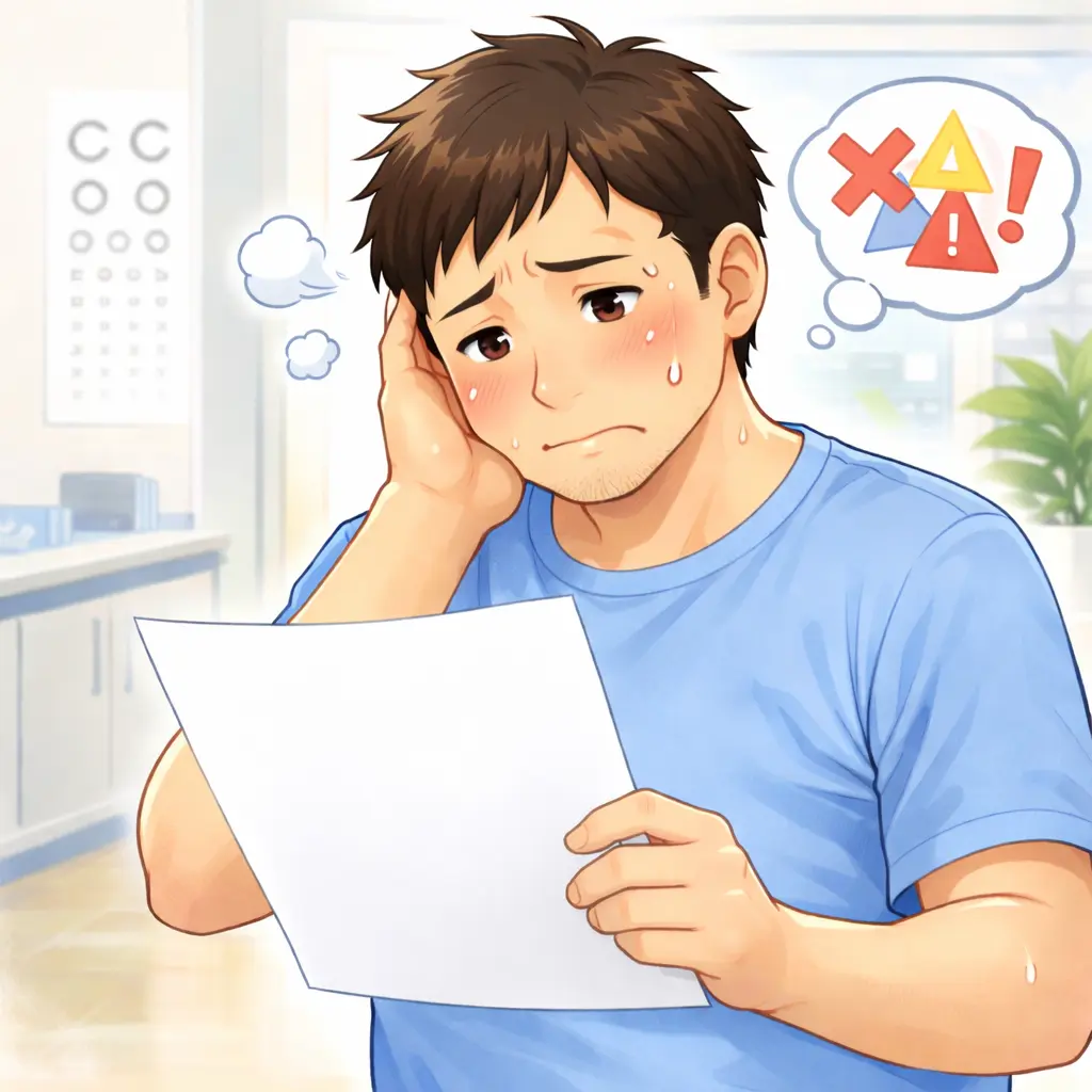 血糖値が高めで悩む男性のイラスト