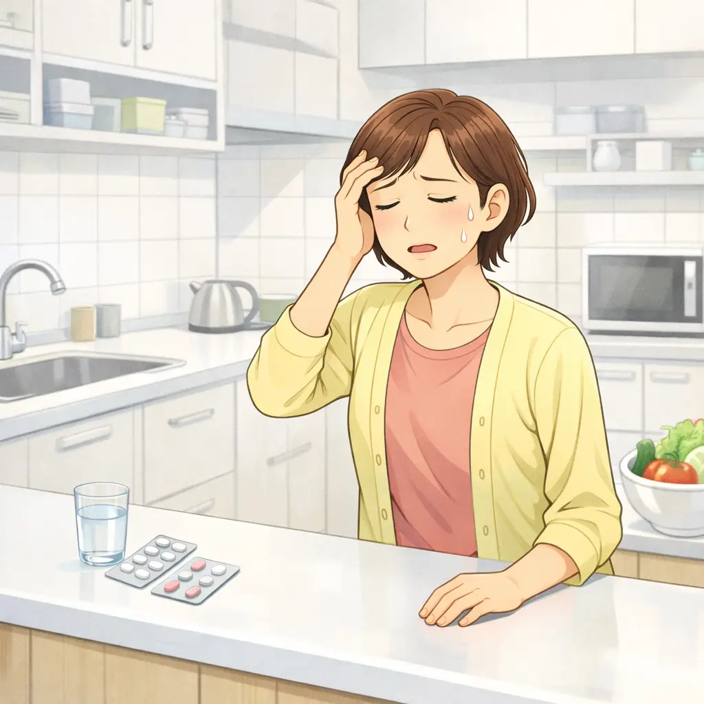 更年期障害によるめまいや体調不良を感じる女性