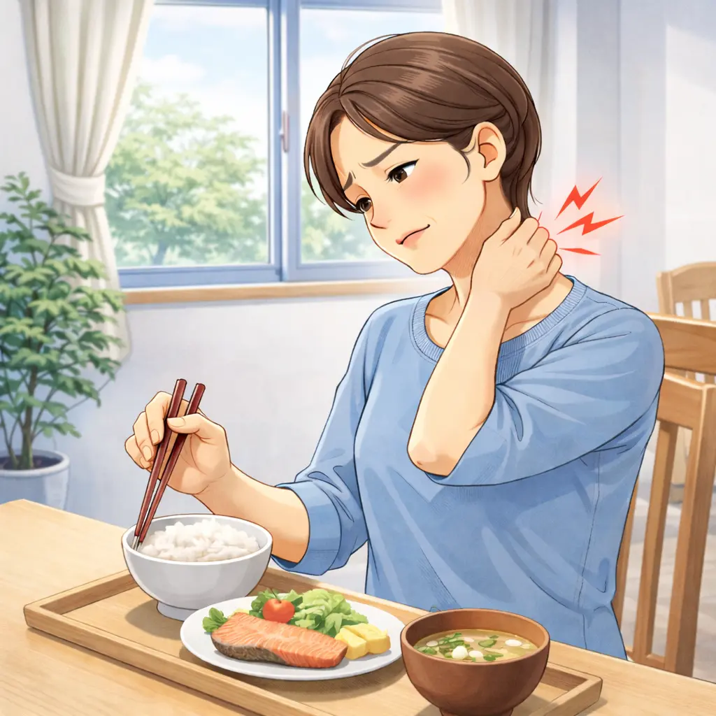 1ヶ月以上続く後頭部から首の痛みに悩む女性