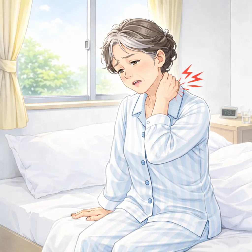 2ヶ月前から続く首の痛みに悩む女性