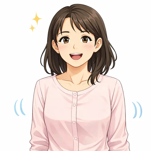 鍼治療後に目がすっきりした雰囲気の女性のイラスト