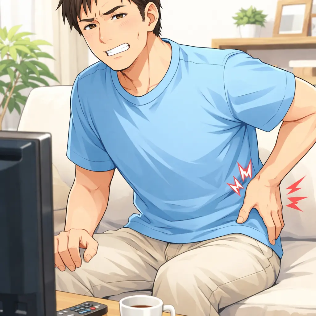 腰に違和感を感じる男性