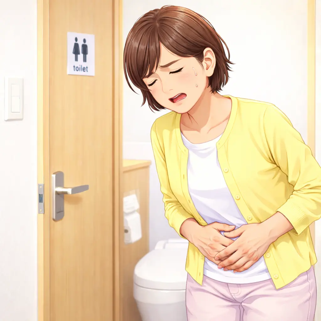 下腹部に不快感を感じる女性