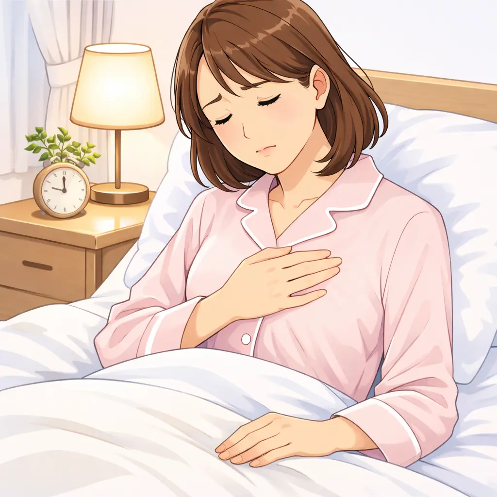 動悸で胸に違和感を感じる女性