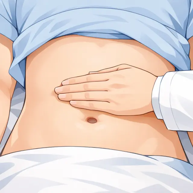 施術者が腹診をしている様子