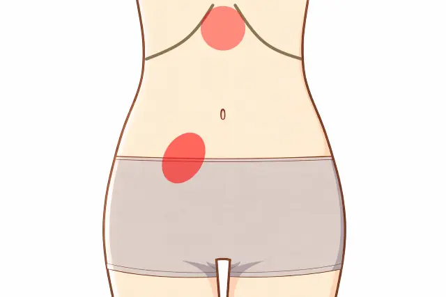 右顔面神経麻痺50代女性の腹診の反応部位