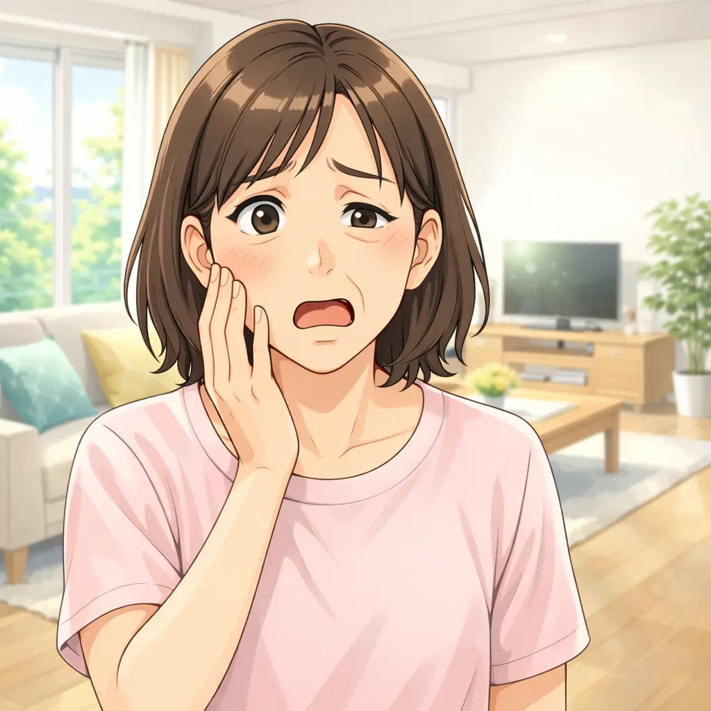 顔の片側が動かしにくく困っている女性