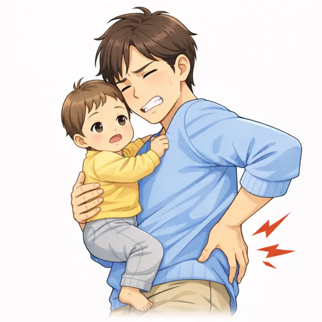 子供を抱っこし際にぎっくり腰になった男性