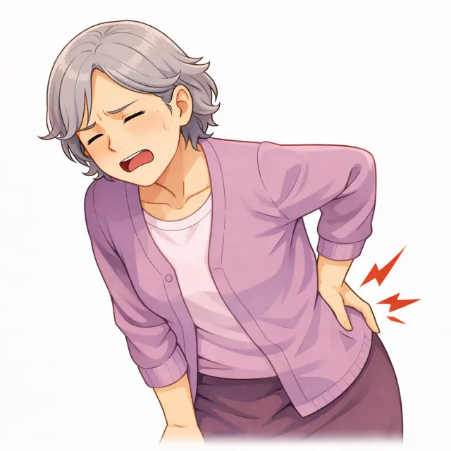 痛みが軽減しないぎっくり腰の女性