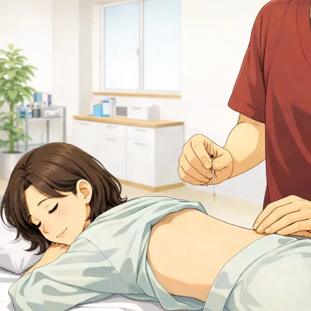 鍼灸施術を受けている女性の様子