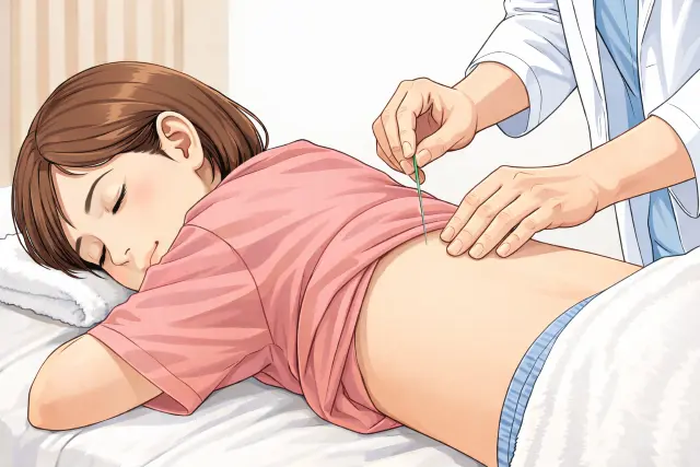 鍼灸施術を受けている様子