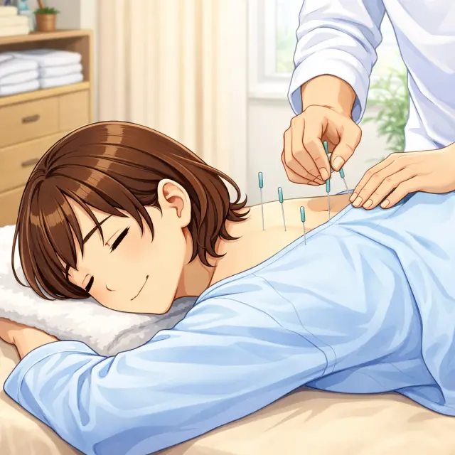 鍼灸施術を受けている女性