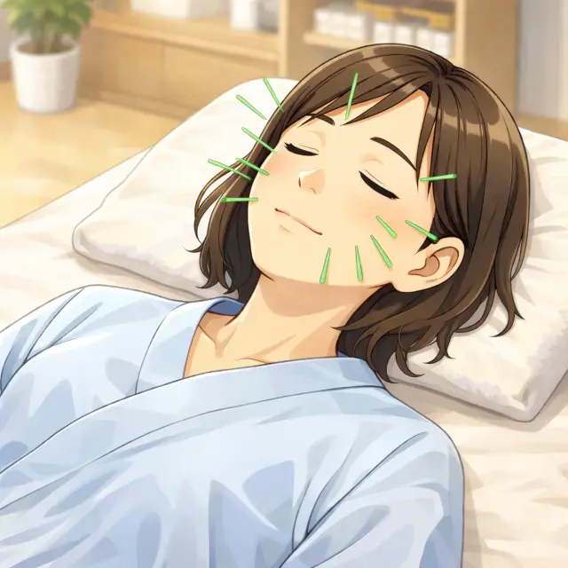 鍼灸施術を受けている患者の様子