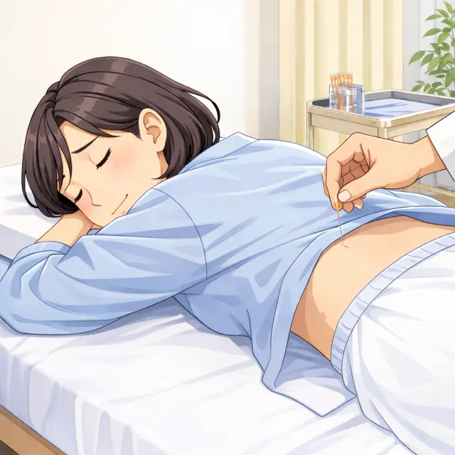 鍼灸施術を受けている様子