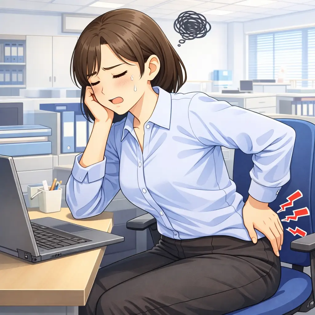 お尻の痛みに悩む女性