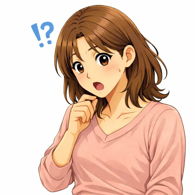 体の変化に驚く女性