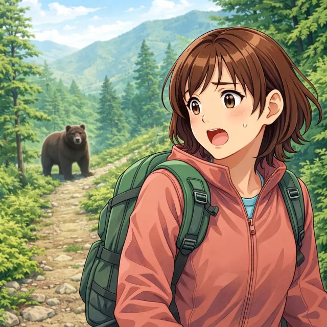 熊に遭遇した女性