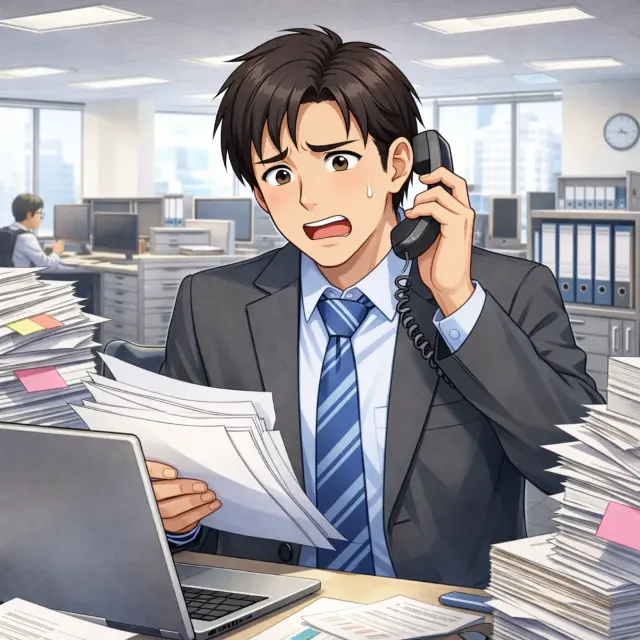 仕事でストレスを感じている様子の男性