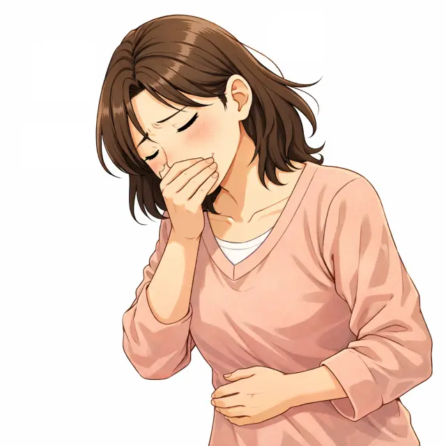 つわりで気分が悪そうな妊婦