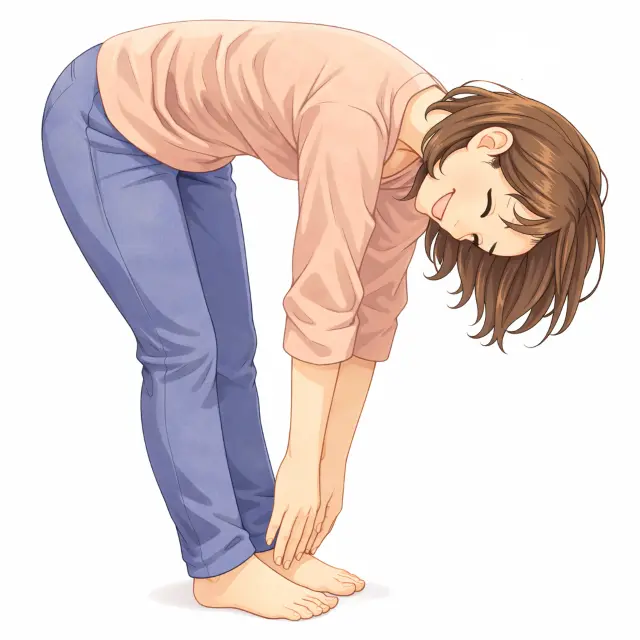 腰を曲げて体の状態を確認する女性