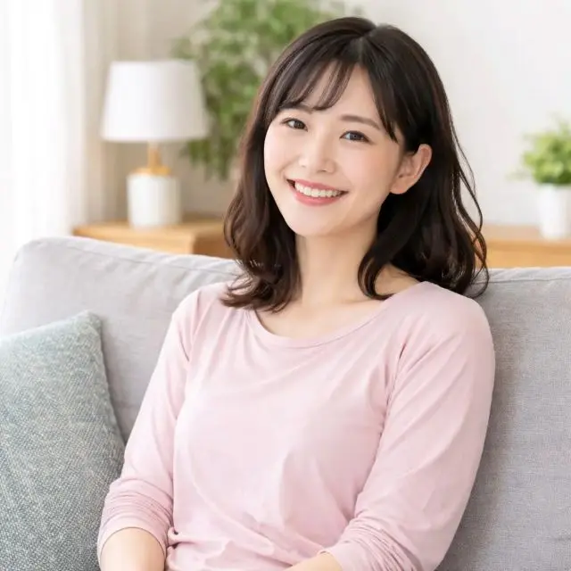 リラックスをしてソファーに座る女性