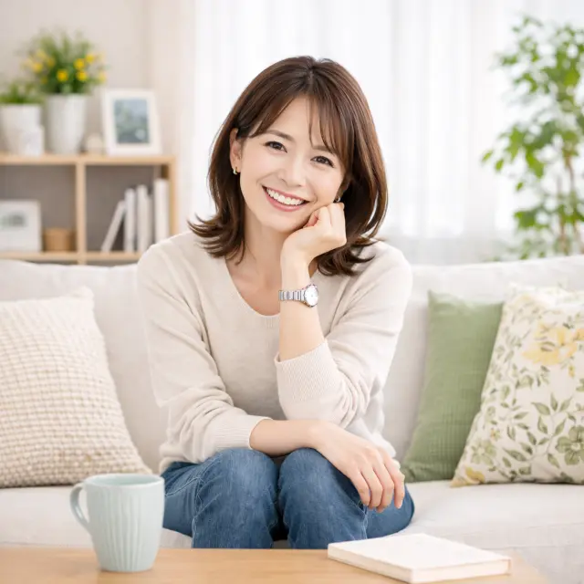 体調が落ち着いて笑顔の女性