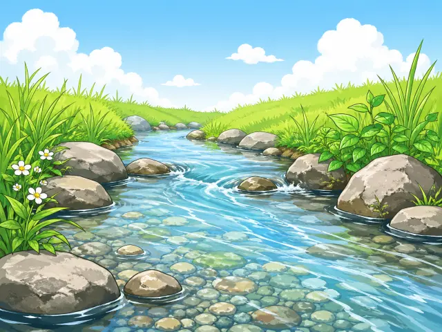 小川に水が流れている風景