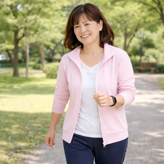 公園をウオーキングしている女性