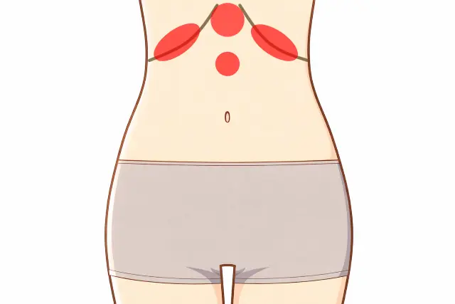 40歳女性の生理痛でみられた腹診の反応部位