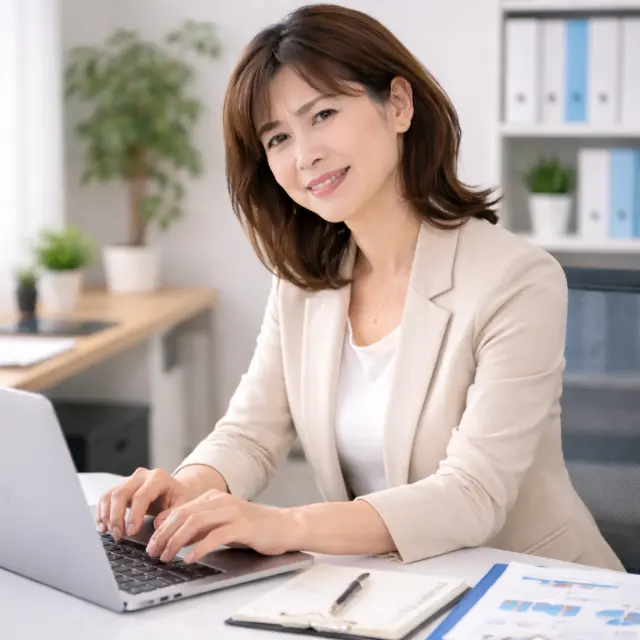 デスクワーク中の女性