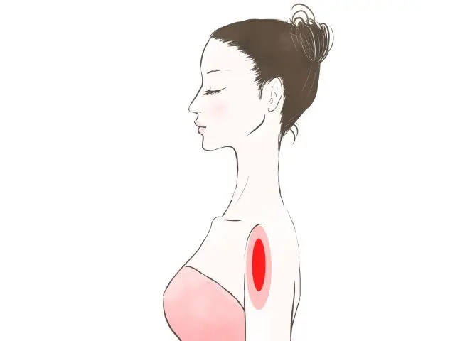肩関節外側面の位置を示す人体図