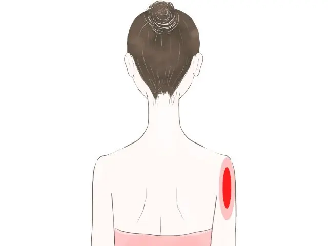 肩関節後面（外側より）の位置を示す人体図