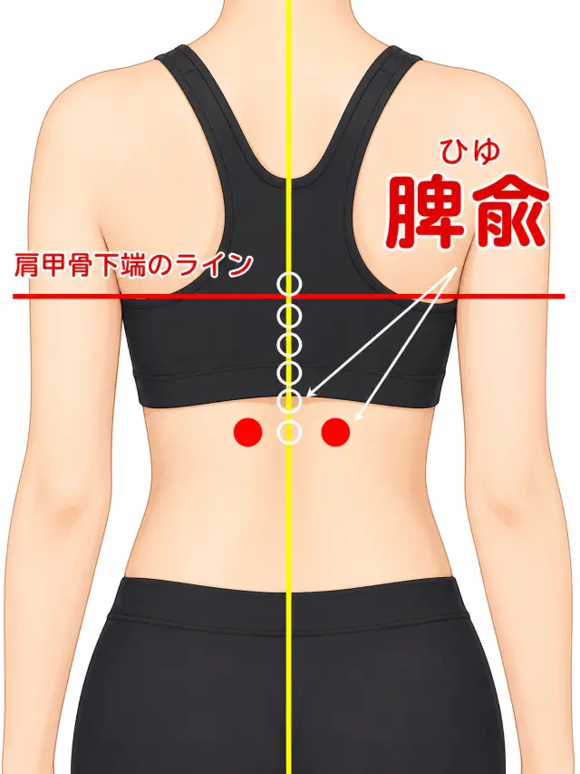 脾兪の位置を示す図
