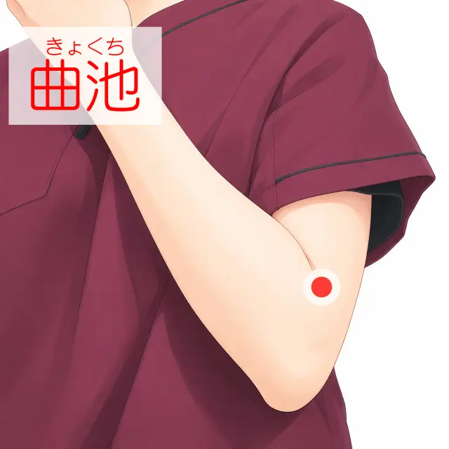 曲池の位置を示す人体図